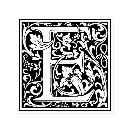 William Morris Letter E Viktorianisch Floral Brief Permastempel (Design)