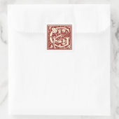 William Morris Letter G Monogram Initial Red Quadratischer Aufkleber (Tasche)