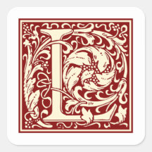 William Morris Letter L Monogram Initial Red