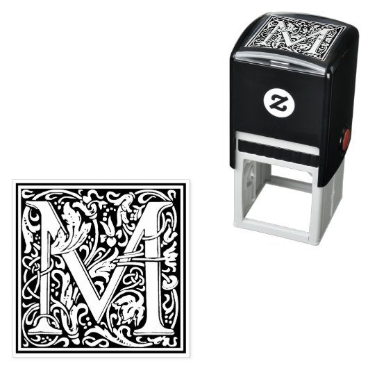 William Morris Letter M Viktorianisch Floral Brief Permastempel (Beispiel)