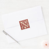 William Morris Letter N Monogram Initial Red Quadratischer Aufkleber (Umschlag)