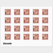 William Morris Letter P Monogram Initial Red Quadratischer Aufkleber (Blatt)