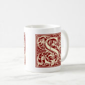 William Morris Letter S Monogram Initial Red Kaffeetasse (VorderseiteRechts)