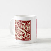 William Morris Letter S Monogram Initial Red Kaffeetasse (Vorderseite Links)