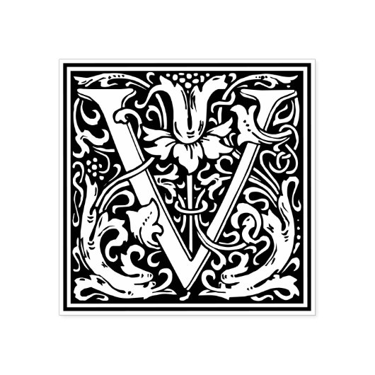 William Morris Letter V Monogram Gummistempel (Prägung)