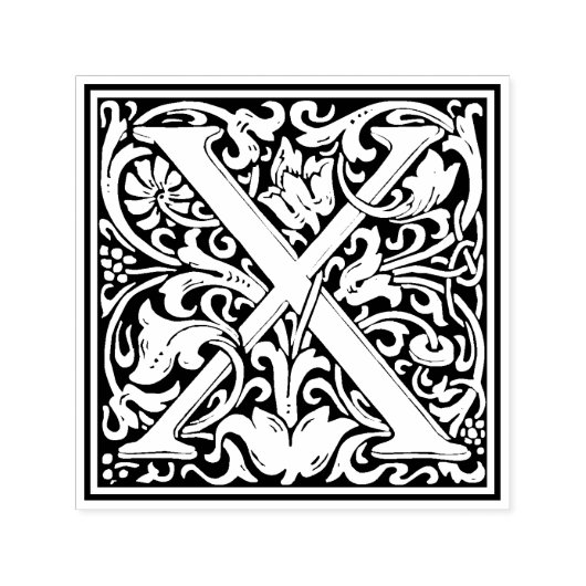 William Morris Letter X Viktorianisch florale Brie Permastempel (Design)