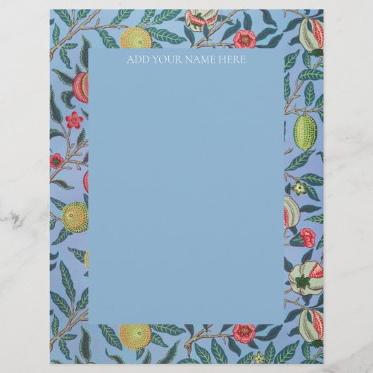 WILLIAM MORRIS LETTERHEAD MIT "POMEGRANATEN" BRIEFBOGEN (Vorderseite)