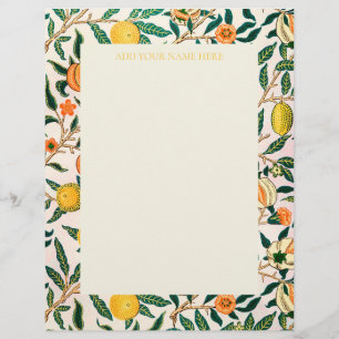 WILLIAM MORRIS LETTERHEAD MIT "POMEGRANATEN" BRIEFBOGEN