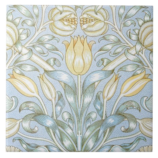 William Morris Lilie- und Granatapfel-Blumenmuster Fliese (Vorderseite)
