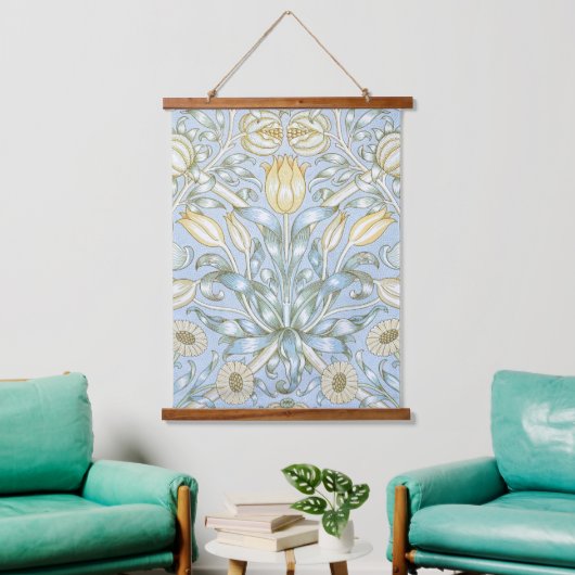 William Morris Lily and Pomegranate Blume Pattern Wandteppich Mit Holzrahmen (Wohnzimmer)
