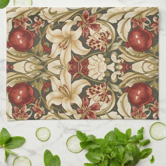 William Morris Lily and Pomegranate Floral pattern Geschirrtuch (Gefaltet)