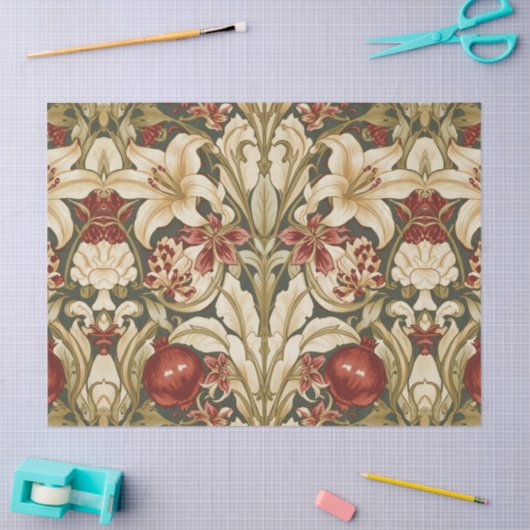 William Morris Lily and Pomegranate Floral pattern Seidenpapier (Basteln)