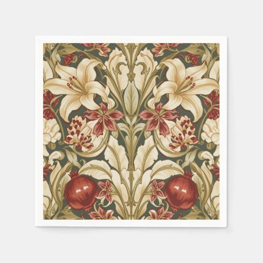 William Morris Lily and Pomegranate Floral pattern Serviette (Vorderseite)