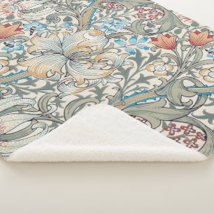 William Morris Lily Art Nouveau Blumen Sherpa Blan Sherpadecke