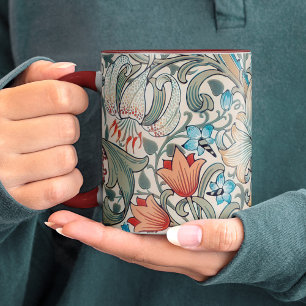 William Morris Lily Art Nouveau Blumenmuster Zwei Zweifarbige Tasse
