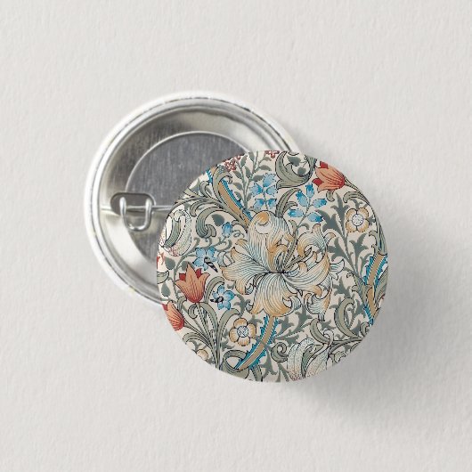 William Morris Lily Art Nouveau Button (Vorne & Hinten)