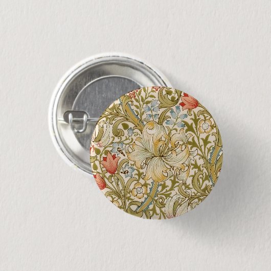 William Morris Lily Art Nouveau Button (Vorne & Hinten)