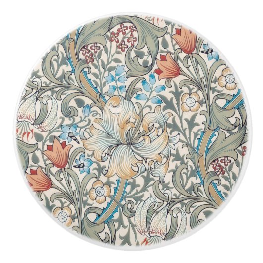 William Morris Lily Art Nouveau Button Keramikknauf (Vorderseite)