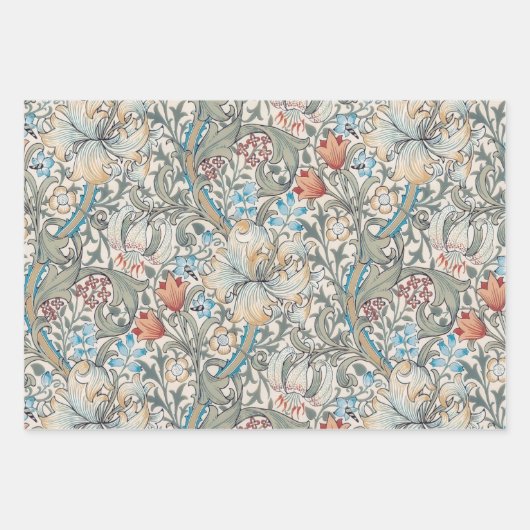 William Morris Lily Art Nouveau Floral Geschenkpapier Set (Vorderseite)