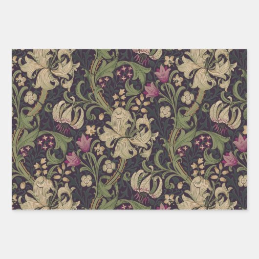 William Morris Lily Art Nouveau Floral Geschenkpapier Set (Vorderseite)