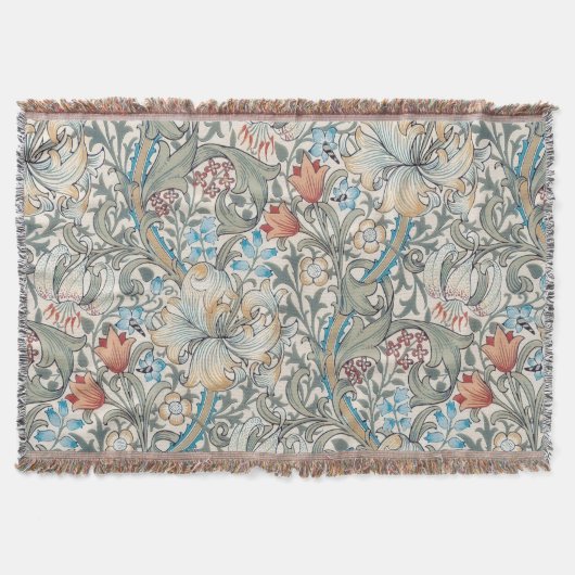 William Morris Lily Art Nouveau Floral Pattern Decke (Vorderseite)