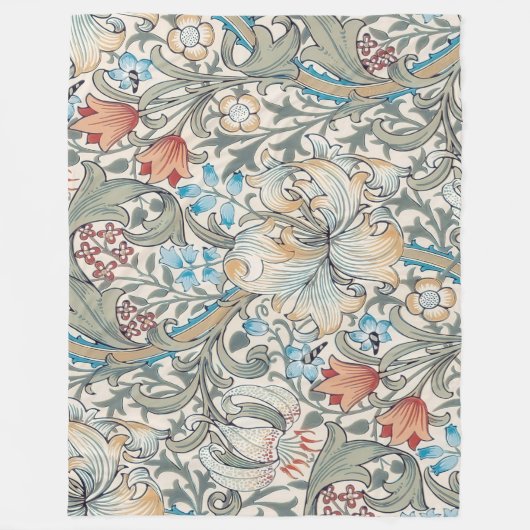 William Morris Lily Art Nouveau Floral Pattern Fir Fleecedecke (Vorderseite)