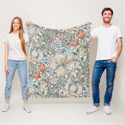 William Morris Lily Art Nouveau Floral Pattern Fir Fleecedecke (Beispiel)