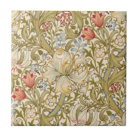William Morris Lily Art Nouveau Floral Pattern Fliese (Vorderseite)