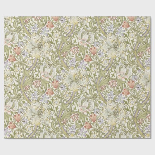 William Morris Lily Art Nouveau Floral Pattern Geschenkpapier (Flach)