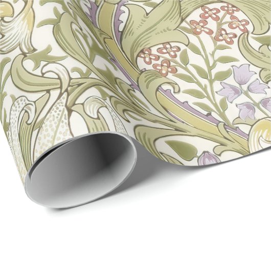 William Morris Lily Art Nouveau Floral Pattern Geschenkpapier (Rolleneckpunkt)