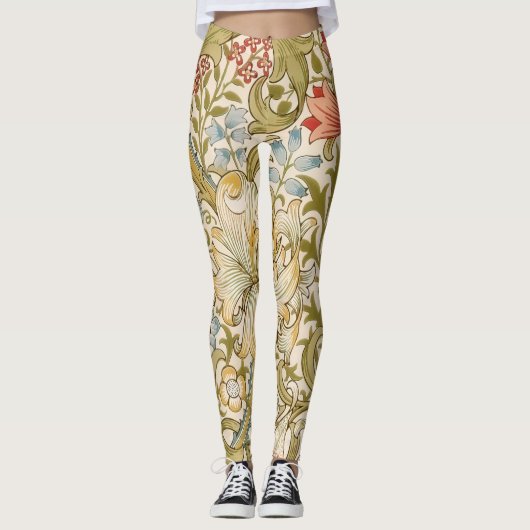 William Morris Lily Art Nouveau Floral Pattern Leggings (Vorderseite)