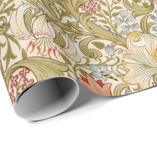 William Morris Lily Art Nouveau Floral Pattern Wra Geschenkpapier (Rolleneckpunkt)