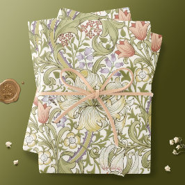 William Morris Lily Art Nouveau Floral Wrapping Pa Geschenkpapier Set