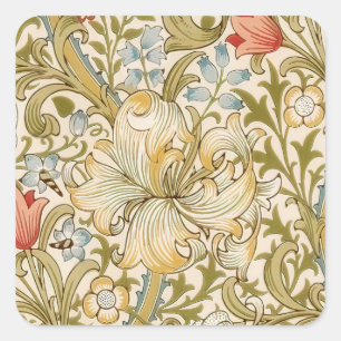 William Morris Lily Art Nouveau Quadratischer Aufkleber