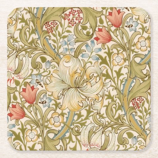 William Morris Lily Art Nouveau Rechteckiger Pappuntersetzer (Vorderseite)