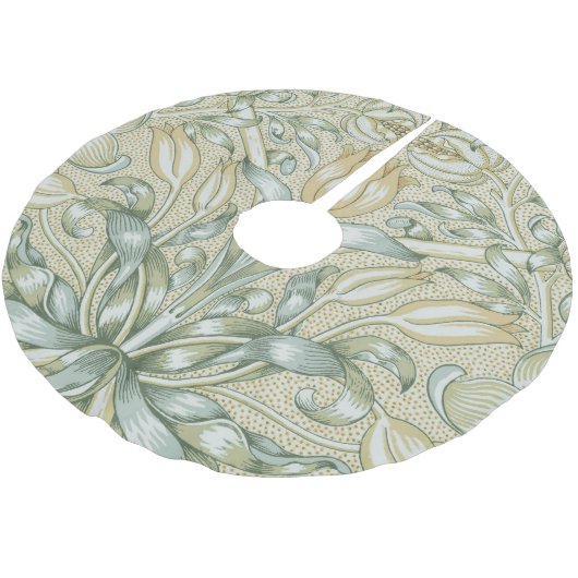 William Morris Lily und Pomegranate Blume Classic Polyester Weihnachtsbaumdecke (Schrägansicht)