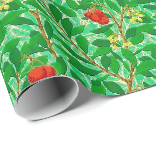 William Morris Litschi-Baum-Muster, Hellgrün Geschenkpapier (Rolleneckpunkt)