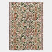 William Morris Lodden Blume Foliage Green Pink Decke (Vorderseite Vertikal)