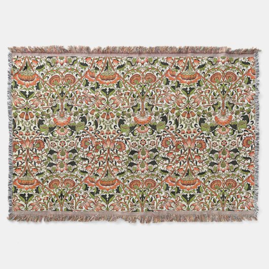 William Morris Lodden Blume Foliage Green Pink Decke (Vorderseite)