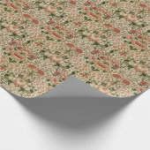 William Morris Lodden Blume Foliage Green Pink Geschenkpapier (Ecke)