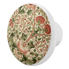 William Morris Lodden Blume Foliage Green Pink Keramikknauf