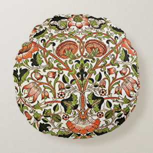 William Morris Lodden Blume Foliage Green Pink Rundes Kissen