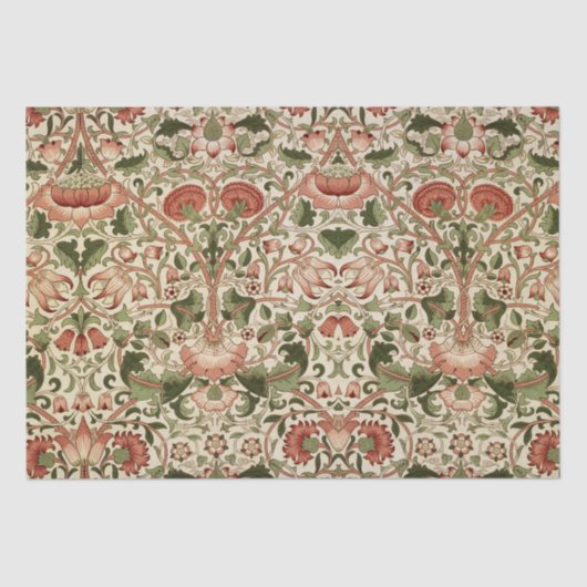 William Morris Lodden Blume Foliage Green Pink Seidenpapier (Vorderseite)