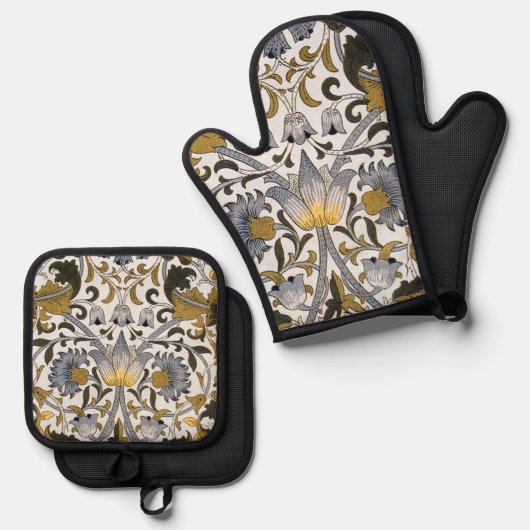 William Morris Lodden Blume Ofenhandschuh & Topflappen-Set (Vorderseite/Rückseite)
