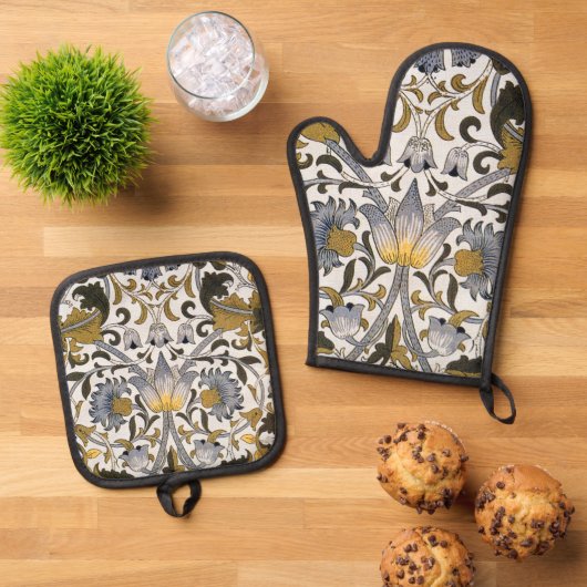 William Morris Lodden Blume Ofenhandschuh & Topflappen-Set (Oben Unten)