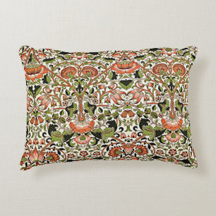 William Morris Lodden Blumen Laubwerk Grün Pink   Dekokissen