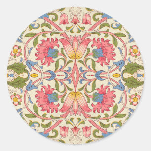 William Morris Lodden Blumengestaltung Pastell  Runder Aufkleber