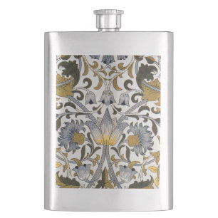 William Morris Lodden Blumenmuster: Blau Gold Flachmann