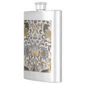 William Morris Lodden Blumenmuster: Blau Gold Flachmann (Links)