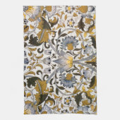 William Morris Lodden Blumenmuster: Blau Gold Geschirrtuch (Vertikal)